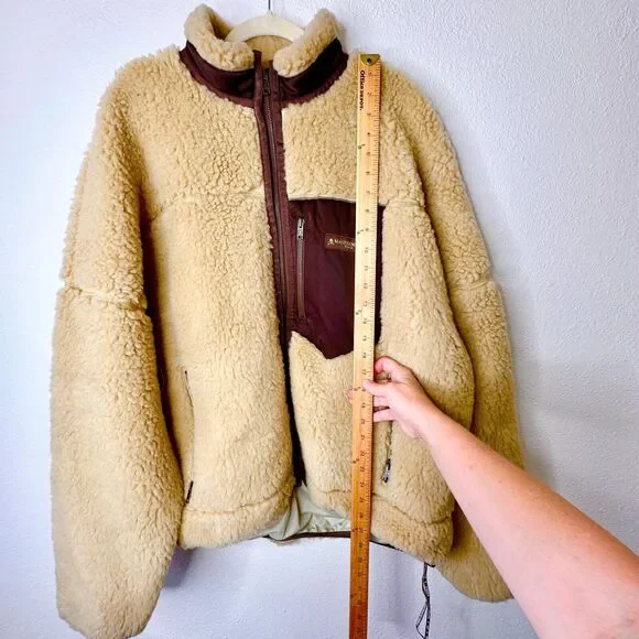 NWT Mastermind World Beige & Brown Cashmere Sherpa Jacket Skull & Crossbone Back - Picture 15 of 16